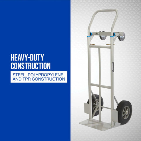 Heavy Duty Two In One Hand Truck And Flat Platform Dolly Workhorse For Moving Boxes And Furniture Quick Tool Free Switch Between Upright And Horizontal Setups With 600 Lb Vertical 800 Lb Max Capacity No Sweat Moving Experience