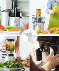 Collage of kitchen appliances, including use of food grade silicone coffee machine lubricant 5 gram tube for maintenance.