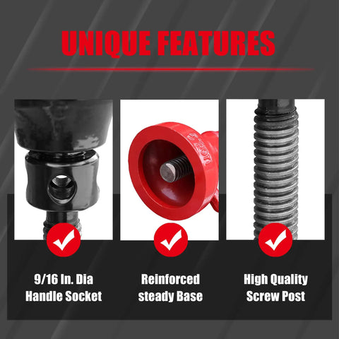 Unique features of Beefy 5 Ton Screw Jack For Vehicles And Home Projects, heavy duty car support jack with stable construction