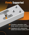 Universal Drill Press Support Plate Tool Set For 30 Ton Workshop Presses with locator plates shown close-up in silver.