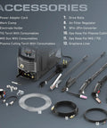 Accessories of 5 In 1 Plasma Cutter And Welder Combo For The Home Shop An All In One Machine, including cords and torches.