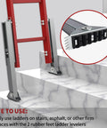 Ladder Leveler Pair for Extension Ladders with Anti Slip Pattern Steel Feet on Marble Steps
