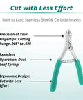 Compound Action Wire Cutter With Stainless Steel Carbide Inserts, 6 Inch Taper Head, Cushioned Anti Static Grip, shown on teal background