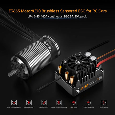Sensored Brushless Motor And ESC Combo For RC Car With Beefy Power, Two To Four S LiPo, IP67 Waterproof, 3300KV Motor With E10 ESC, XT60