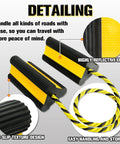 Heavy Duty Wheel Chocks With Extra Long Safety Rope 86 Inch Rope Reflective Rubber Blocks close-up detailing