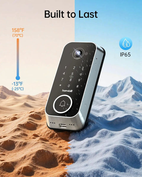 No Sweat Smart Front Door Lock With 2K HD Camera Video Doorbell Kit, Fingerprint Keyless Entry Wifi Deadbolt, Bluetooth App Remote, Big Time Security, Auto Lock And Satin Nickel Finish