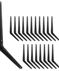 Beefy 20 Pack 12 Inch Heavy Duty Black Iron Metal Floating Shelf Brackets L Corner Brace Support and J Joint Angles For Shelves