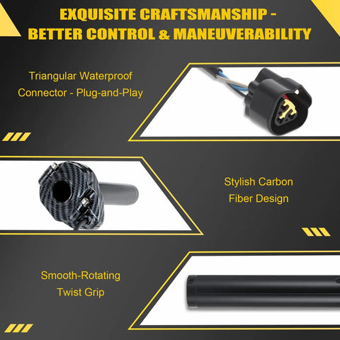 Full Twist Throttle Handle Kit For Sur-Ron S and X Light Bee Segway X160 X260 E-Ride Pro S Upgraded Plug and Play Electric Dirt Bike Throttle With Imitation Carbon Fiber Look And Smooth Rolling Bearings