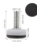 Adjustable M10 Furniture Leveling Feet Set With ABS And Iron Inserts 30 Pack Heavy Duty Table Leg Levelers dimensions view