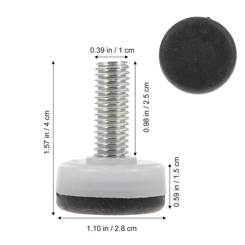 Adjustable M10 Furniture Leveling Feet Set With ABS And Iron Inserts 30 Pack Heavy Duty Table Leg Levelers dimensions view