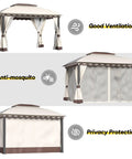 Outdoor Patio Gazebo 10 By 13 Heavy Duty Steel Frame With Mosquito Netting And Double Roof Canopy Tent Shelter