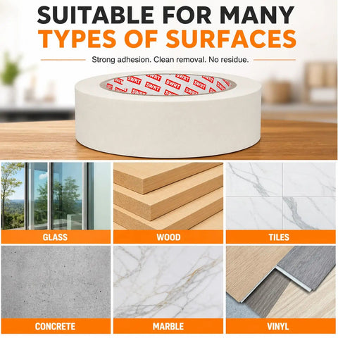 Value Pack Masking Tape 0.75 Inch Wide By 55 Yards Per Roll 10 Rolls Total 550 Yards Beige White Color for various surfaces