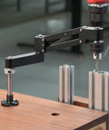 Aluminum CNC Tapping Cantilever Bracket and Support Arm For Vertical Or Horizontal Mount With 130mm Cantilever Stroke shown drilling metal
