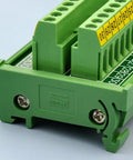 Side view of DIN Rail Mount 30-Position Screw Terminal Block Distribution Module With 24A Per Position, 400V Rating, 5.0mm Pitch