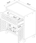 Diagram of Fortress 31.5 Inch Garage Mobile Cabinet In Textured Metal With Full Extension Drawer and adjustable shelves, dimensions shown