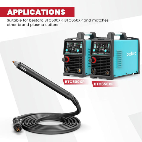 IPTM60 Non HF Pilot Arc Plasma Cutting Torch For CNC Machines 60 Amp Straight Torch With 20 Ft Cable 60 Percent Duty Cycle Gas Pressure 4.4 To 5.0 Bar Built To Last Workhorse For BTC500XP And BTC650XP next to BTC500XP and BTC650XP machines