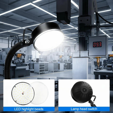 LED Work Light With Magnetic Base Gooseneck 20W 2000LM Flexible Adjustable Machine Light in industrial setting