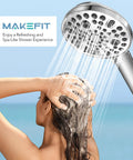 Filtered Shower Head With Handheld, 10 Modes And High Pressure Spray used outdoors over a person washing hair