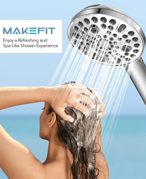 Filtered Shower Head With Handheld, 10 Modes And High Pressure Spray used outdoors over a person washing hair