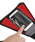 Elastic Bike Sweat Band With Attachments For Indoor Cycling Trainer Black Mesh Denim 56x21cm With Handy Phone Pocket Fits Up To 5.5 Inch Phone