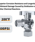 VINTEX angle stop valve, chrome-plated brass, 1/2 in NOM compression x 3/8 in OD, close-up view