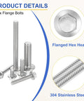 Rugged 5 Pack M6 X 10mm Hex Serrated Flange Bolts Screws Built From Top Shelf 304 Stainless Steel for various applications.