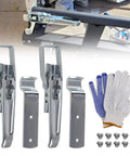 Heavy Duty Two Piece Trailer Lift Gate Latch Kit Hella Tough Galvanized Steel Cargo Door Locks For Rv Camper showing latches, screws, gloves.