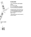 Diagram of Double Bowl Kitchen Sink Drain Kit 1-1/2 Inch With Flexible P-Trap, showing components and hose length specifications.