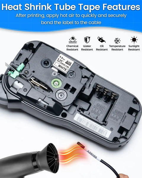 Top Shelf Heat Shrink Label Tape Compatible With Hse221 Refill Roll Durable Plastic Shrinking Sleeve For Ptouch E Dt Label Makers Plug And Play Ready To Rock on thermal label printer with heat application.