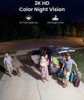Night view of driveway illuminated by All In One Solar Floodlight Camera With 2K Clarity, Up To 1000 Lumens Motion Activated Light And Siren