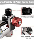 G1 Quarter Inch Air Pressure Regulator Kit With Gauge 0 To 140 PSI Adjustable Flow Control Valve, external teeth, hex nut