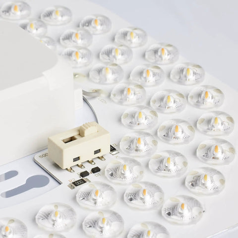 Close-up of LED array in Next-Level Color Temperature Selectable LED Flush Mount Ceiling Light With Motion Sensor, 19-Inch Round