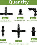 Two Hundred Twenty Piece Drip Irrigation Kit with oblique barbed tees, hose end, elbows, straight barbs, and connectors.