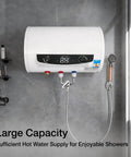 Wall Mounted Electric Tank Water Heater Boasts Kickin Hot Water Flow For Quick Showers And Cooking Tasks Featuring Fast Heating Elements And Spacious Capacity. Large capacity, digital display for precise temperature control.