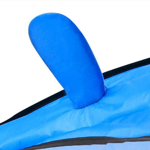 Close-up of Large Dolphin Blue Kite Frameless Soft Parafoil Giant 3D Kite fin detail, highlighting tear-proof cloth.