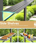 Side shelves on 8x6 Grill Gazebo With Double Galvanized Steel Roof Hardtop Canopy Side Shelves And Ceiling Hook for outdoor use