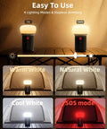 Rechargeable LED Camping Lantern With 6000mAh Battery Emergency Outdoor Tent Light For Power Outages showing 4 lighting modes
