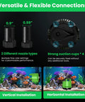 Beast Pool Cover Pump For Above Ground Pools Submersible 1/6 HP, showing nozzles, suction cups, and installation examples