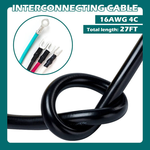 Interconnecting cable 16AWG 4C, 27 ft length, close-up view of tied cable with wire connectors, not Mini Split Line Set Kit With 25 Ft Copper Lines One Quarter Inch And Three Eighth Inch Outer Diameter Three Eighth Inch PE Insulated Coil Line Set And Installation Fittings For Air Conditioners HVAC Refrigeration And Heat Pump Systems