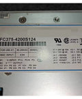 Heavy Duty Industrial Power Supply Featuring Model Pfc375-4200S124 control panel with input and output specifications.