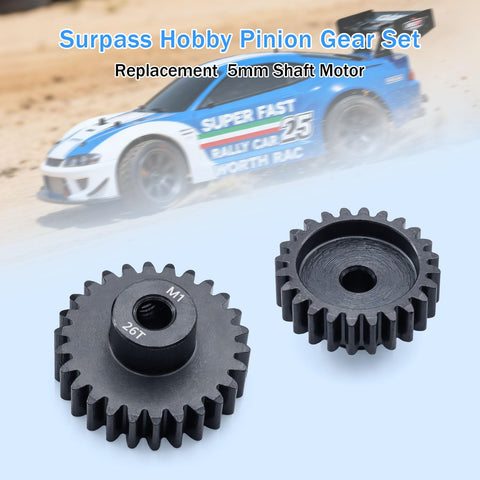 M1 Pinion Gear Sets 22T 23T 24T 25T 26T For 5mm Shaft Motors With Hex Key Beefed-Up Metal Gear For 1 Eighth Scale RC Cars Brushless Power Durable Gear Set For Pro RC Hobbyists