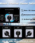 Marine Transfer Switch Panel 120V 30A, 2-Position Break-Before-Make Power Selector With LED Reverse Polarity Indicator For Boats, Yachts, And RVs, Safe Shore Power And Onboard Generator Switchover