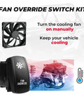 Upgraded Fan Override Switch Kit With Relay And LED Rocker Switch For Safer Engine Cooling with fan and diagram