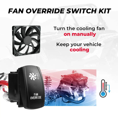 Upgraded Fan Override Switch Kit With Relay And LED Rocker Switch For Safer Engine Cooling with fan and diagram