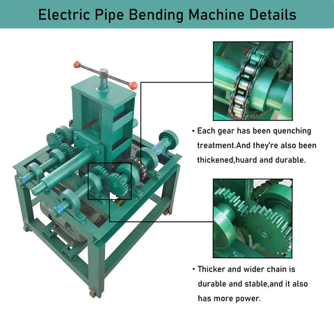 Intsupei 2.2Kw Electric Pipe Bender For Heavy Duty Round And Square Tube Bending With 15 Round Dies Plus 9 Square Dies 220V, detailed gear and chain view.