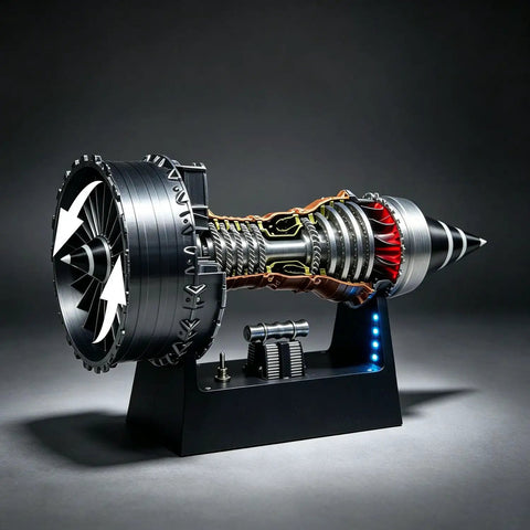 Realistic Turbojet Engine Model With Adjustable Speed And LED Lights Educational Aerospace Toy For Gearhead Adults Desk Decor Assembly Version