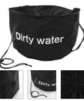 RV Hose And Water Tube Storage Bag Big Capacity Organizer with sturdy zipper, handle, and 'Dirty Water' label in black Oxford cloth
