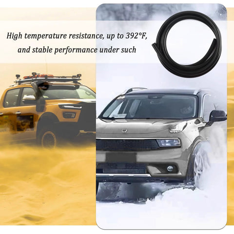 Automotive vacuum hose kit, six-piece set, black hoses, high-temp resistance up to 392°F.