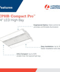 Compact Pro LED High Bay Light For Industrial Spaces 18,000 Lumens 4000K Cool White Dimmable Shop Light features