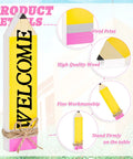 11 Piece Pencil Name Plates Set For Back To School Blank Wood Desk Signs With Markers Featuring Welcome Sign and Rope